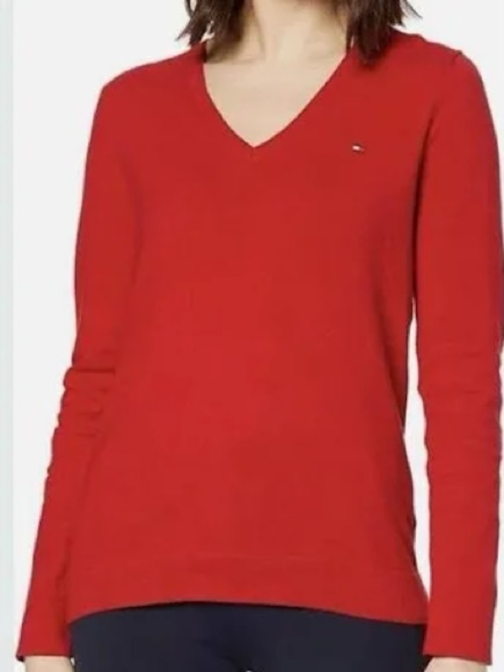 Tommy Hilfiger Red V-Neck Sweater